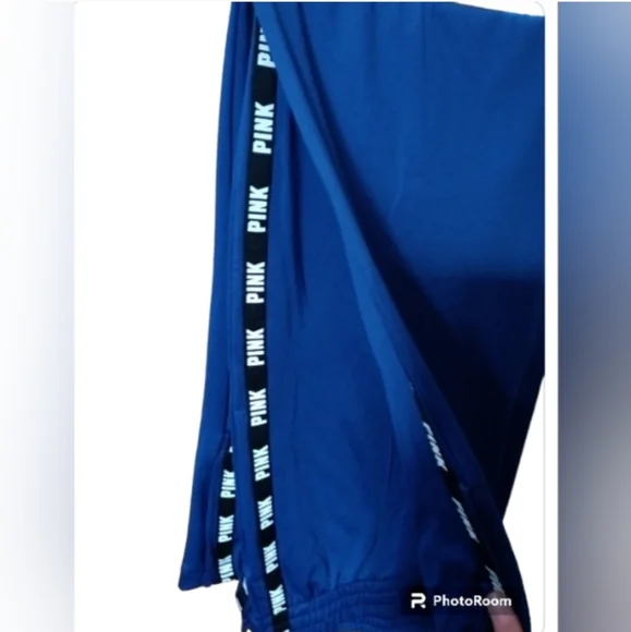 PINK VS Wide Leg Track Pants Ensign w/ Black Ticking NWOT - Picture 4 of 5